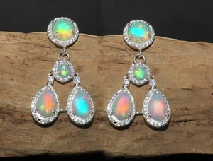 sterling silver opal Earring studs opal gemstone earring Natural opal stud - Picture 1 of 7