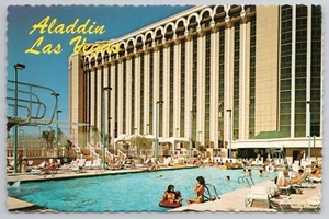 Postcard Aladdin Hotel Swimming Pool Scene Las Vegas Nevada - Picture 1 of 2