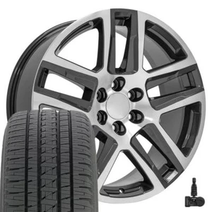 5913 Gunmetal 22 in Rims, Bridgestone Tires & TPMS Fit Cadillac GMC Chevy - Picture 1 of 5