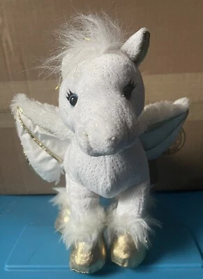 Ganz Webkinz Golden Pegasus Plush Pony White With Wings No Code Retired 9" - Image 1 of 4