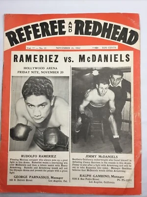 Referee and Redhead Boxing Magazine Rudolfo Rameriez Jimmy McDaniels Nov 1942 - Image 1 of 3