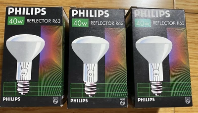 Job Lot 3 Philips R63 40w Watt ES Screw In E27 Reflector Bulb Lamps - Image 1 of 3