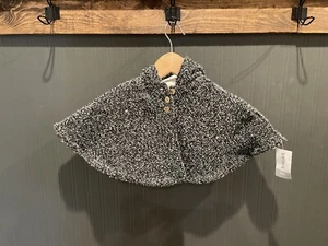 Carters NEW Baby Shawl Coat Jacket 6 Months Winter Fleece Hood Black Wrap Girls - Picture 1 of 8
