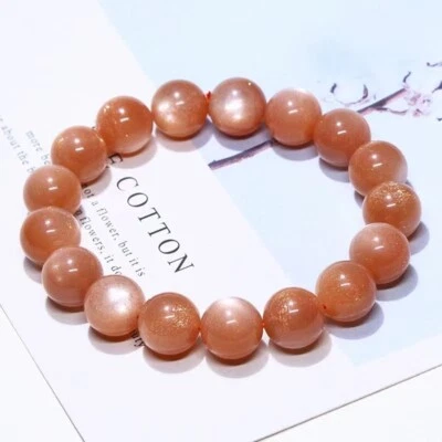 Pulsera de cuentas de cristal de piedra solar natural genuina AAAA11 mm Foto 1 de 3