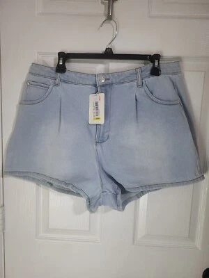 Pantalones cortos de mezclilla plisados de tiro medio GB Juniors, blancos talla 17 Foto 1 de 4