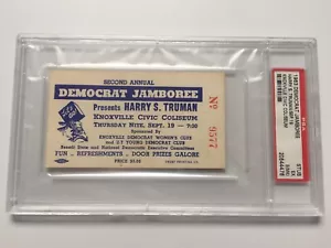 1963 President Harry S. Truman Knoxville Democrat Jamboree Ticket Pass PSA 5 - Bild 1 von 4