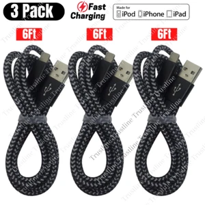 3 Pack Fast Charger USB Cable For iPhone 7 8Plus iPhone 8 11 12 13 14 Pro Max XR - Picture 1 of 10