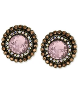 $30 Betsey Johnson Crystal Gem Button Earring. BT-39 - Picture 1 of 10