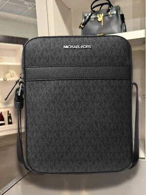 Michael Kors Cooper Men Signature Logo Crossbody Shoulder Flight Bag Black - Image 1 of 4