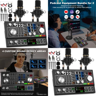 Bloggers Equipo Mezclador Podcast Kit Microfono Grabacion Condensador Estudio - Image 1 of 4