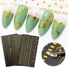 3D Nail Sticker Butterfly Christmas Gold White Flower Leaf Nail Art Decals Decor