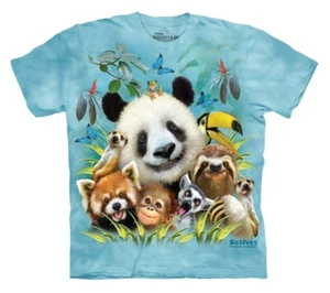 The Mountain Zoo Selfie Panda Meercat Frog Sloth Monkey Lemur Kids Shirt XL - Picture 1 of 4