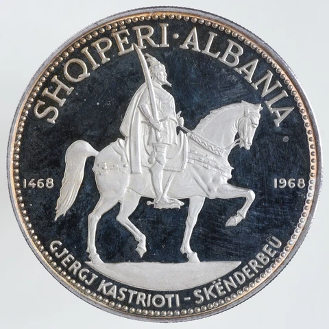 1968 Albania 10 Leke Prince Skanderbeg Silver Proof Coin Cover