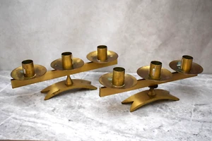 Par de candelabros antiguos de 3 luces, 4" HT. (CU550) chalice co. - Imagen 1 de 8
