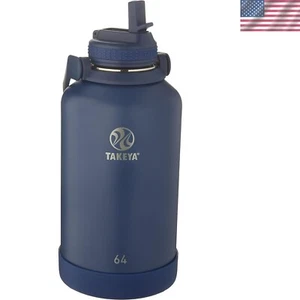 Bottiglia d'acqua in acciaio inox isolata sottovuoto 64 oz con coperchio in cannuccia, Premium Q... - Foto 1 di 4