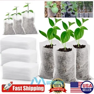 100pcs Biodegradable Non-woven Fabric Nursery Plant Grow Bags Seedling Planting - Picture 1 of 24