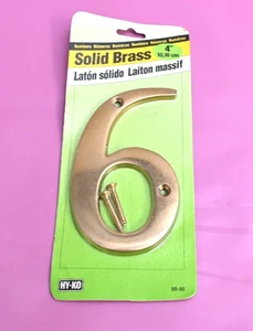 HY-KO massiv Messing 4" Hausadresse Nummer BR-90/6 sechs 6 (oder 9?) NOS Sealed - Bild 1 von 4