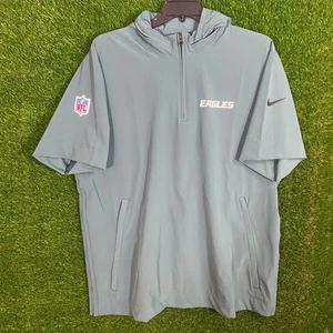 Nike Men's XL Philadelphia Eagles NFL 1/2-Zip Short-Sleeve Coaches Hooded Jacket - Picture 1 of 5