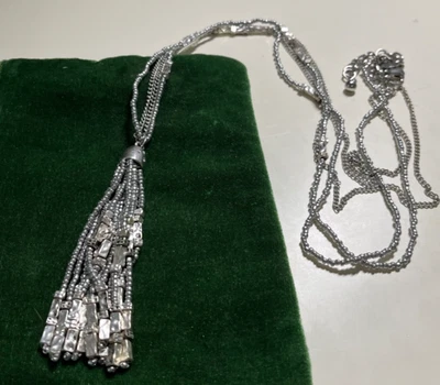 "Collar de borla tono plata Chicos longitud ajustable 20""" Foto 1 de 4