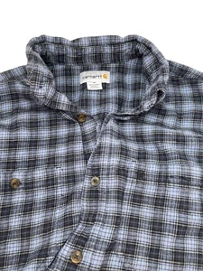 Carhartt Herren kariertes Button-Up Hemd mittelblau/grau 100% Baumwolle Regular Fit - Bild 1 von 12