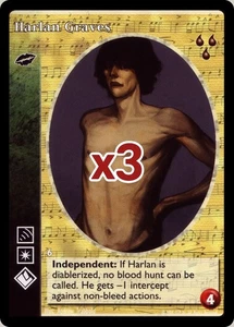 Lot of 3 cards: Harlan Graves [HttB set] - VTES card - Foto 1 di 2