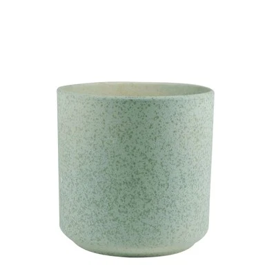 Keramik Blumentopf, Übertopf grün gesprenkelt H. 15cm D. 15cm Hakbijl - Bild 1 von 4