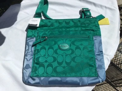 NWT Coach Signature Colorblock File Bag F77576 Blue/Teal - Image 1 of 2