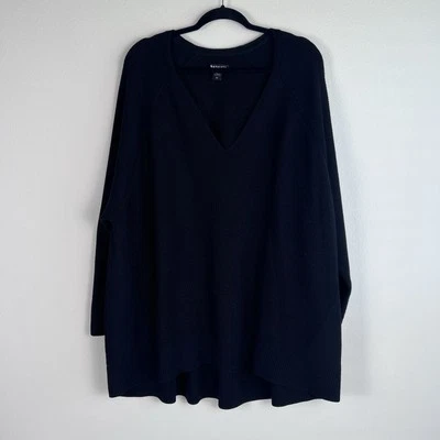 Suéter Athleta Hanover gola V mistura de lã merino preto quente macio tamanho 3x plus size - Imagem 1 de 4