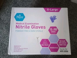 1000 MedPride Powder-Free Nitrile Exam Gloves XLarge, Blue 100 Count, Pack of 10 - Picture 1 of 4