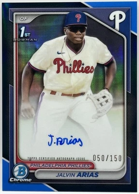 2024 Bowman Chrome - Prospect Autographs Jalvin Arias #CPA-JA Blue /150 PHI - Image 1 of 2