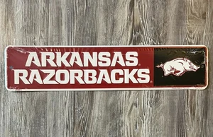 Arkansas Razorbacks 18" x 4" Licensed Embossed Aluminum Sign Made In The USA - Picture 1 of 2