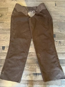 Braune Canvas Chaps mit Leder Chap-Parel - Bild 1 von 12