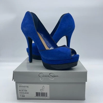 Zapatos de tacón de aguja Jessica Simpson para mujer talla 7,5 Evette plataforma azul real Foto 1 de 4