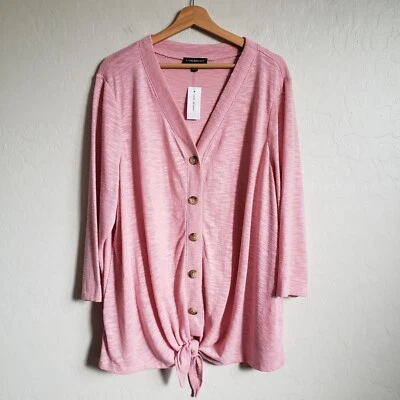 Cárdigan suéter rosa abotonado con cuello en V Lane Bryant talla 22/24 NUEVO Foto 1 de 4