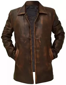 Men's Supernatural Dean Distressed Jacket Brown Real Leather Winchester Coat - Picture 1 of 4