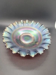 ✨️Signed Northwood Black Amythst Carnival Glass Stippled Ray Bowl 8" ✨️ - Picture 1 of 11
