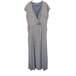 Gap Maxikleid 18 Plus Damen blau weiß Geometrisches Muster Wickel Boho Strand Bauer - Bild 1 von 15