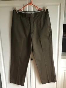 Pre-Owned Pair Men's Perry Ellis Dress Pants size 34/30 Brown with Lines Shiny - Picture 1 of 5