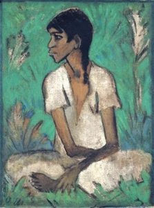 Gypsy Woman 1926 Art Print – Otto Mueller German Expressionist Portrait - Picture 1 of 2