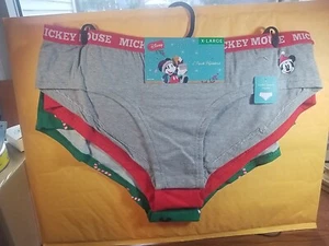 Mickey Mouse Disney Christmas Cotton Stretch Hipster 3 Pack Woman’s Size XL NEW - Picture 1 of 12