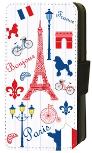 Paris iPhone EIFFELTURM Montage Flip Handy Hülle Galaxy 4 5 6 7 8 9 10 X (A). - Bild 1 von 9