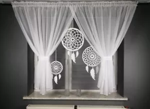Tolle weiße Voile Netzgardine mit Filz Traumfänger Schlafzimmer Bleistiftfalte - Bild 1 von 2