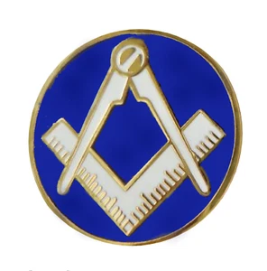 Square & Compasses Round Freemasonry Masonic Pin Badge - Picture 1 of 3