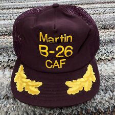 Vintage Trucker Hat Cap Snap Back Mesh USA Martin B-26 Plane Gold Leaf 80s 90s