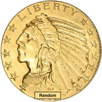 US Gold $5 Indian Head Half Eagle - AU Condition - Random Date - Image 1 of 2