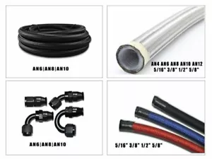 AN FITTING / PTFE FUEL HOSE STAINLESS STEEL NYLON BRAIDED OIL E85 - Foot - Foto 1 di 7
