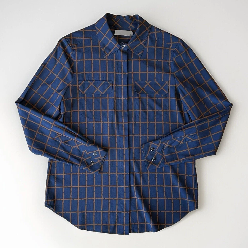 Camisa Top Tory Burch Kaitlyn Estampada Elastizada Seda Abotonada Para Mujer Pequeña’s Foto 1 de 4