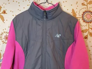 New Balance quilted fleece lined running jacket Size XL gray Pink full zip - Picture 1 of 9