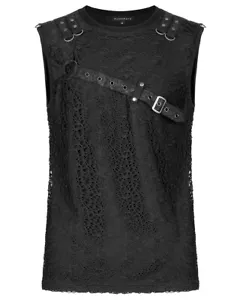 Punk Rave Para Hombres Apocalíptico Gótico Grunge Malla Camiseta sin Mangas Chaleco Camiseta Negra - Imagen 1 de 12