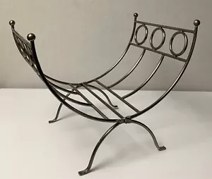 Folding Worked Metal Fireside Log Stand - Picture 1 of 8